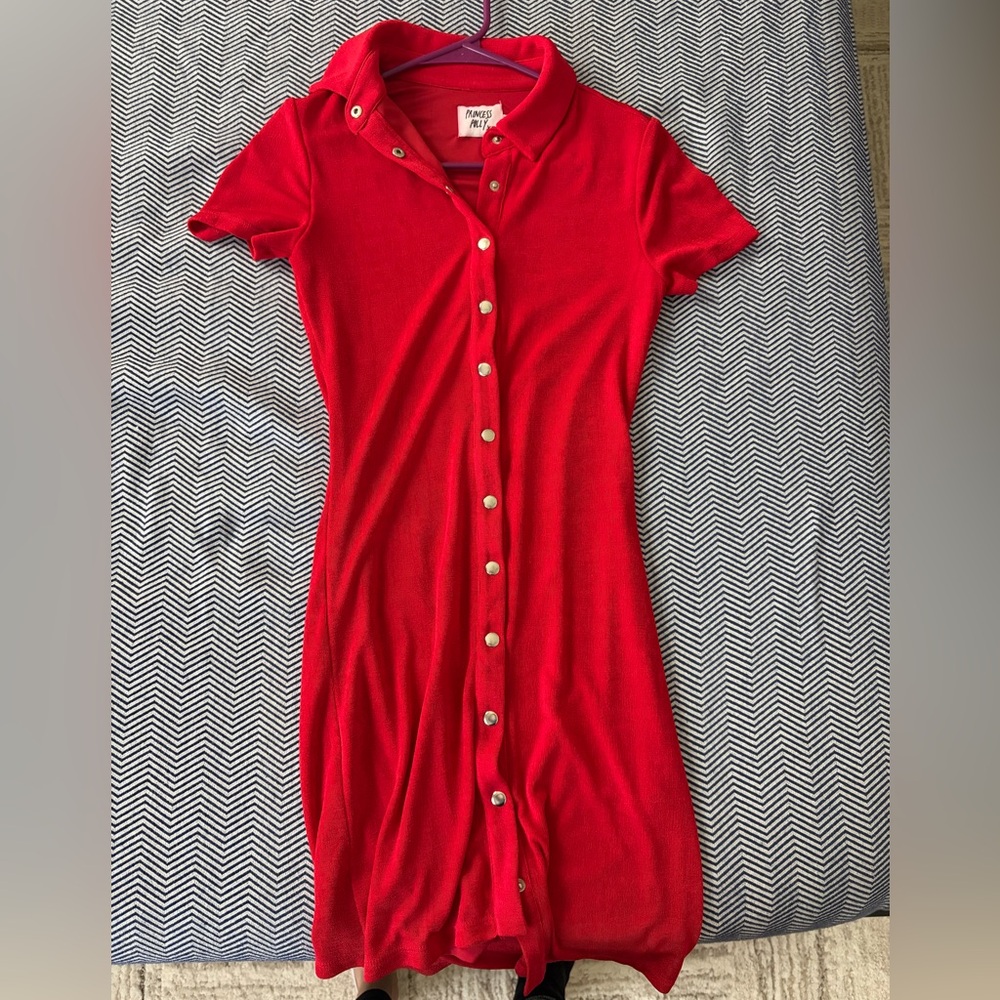 Princess Polly Red Polo Button-Front Dress